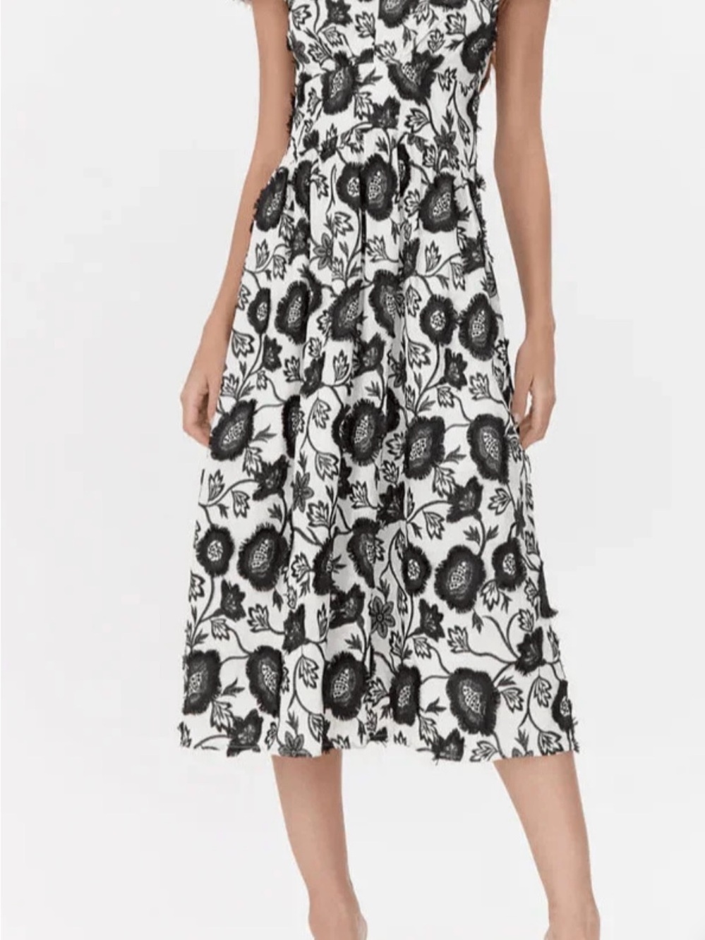 Adelyn Rae Black and White Floral Midi Dress